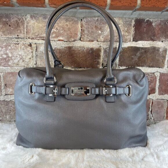 Michael Kors MK Hamilton XL Weekender Tote Pebbled Gray Leather - Picture 1 of 11